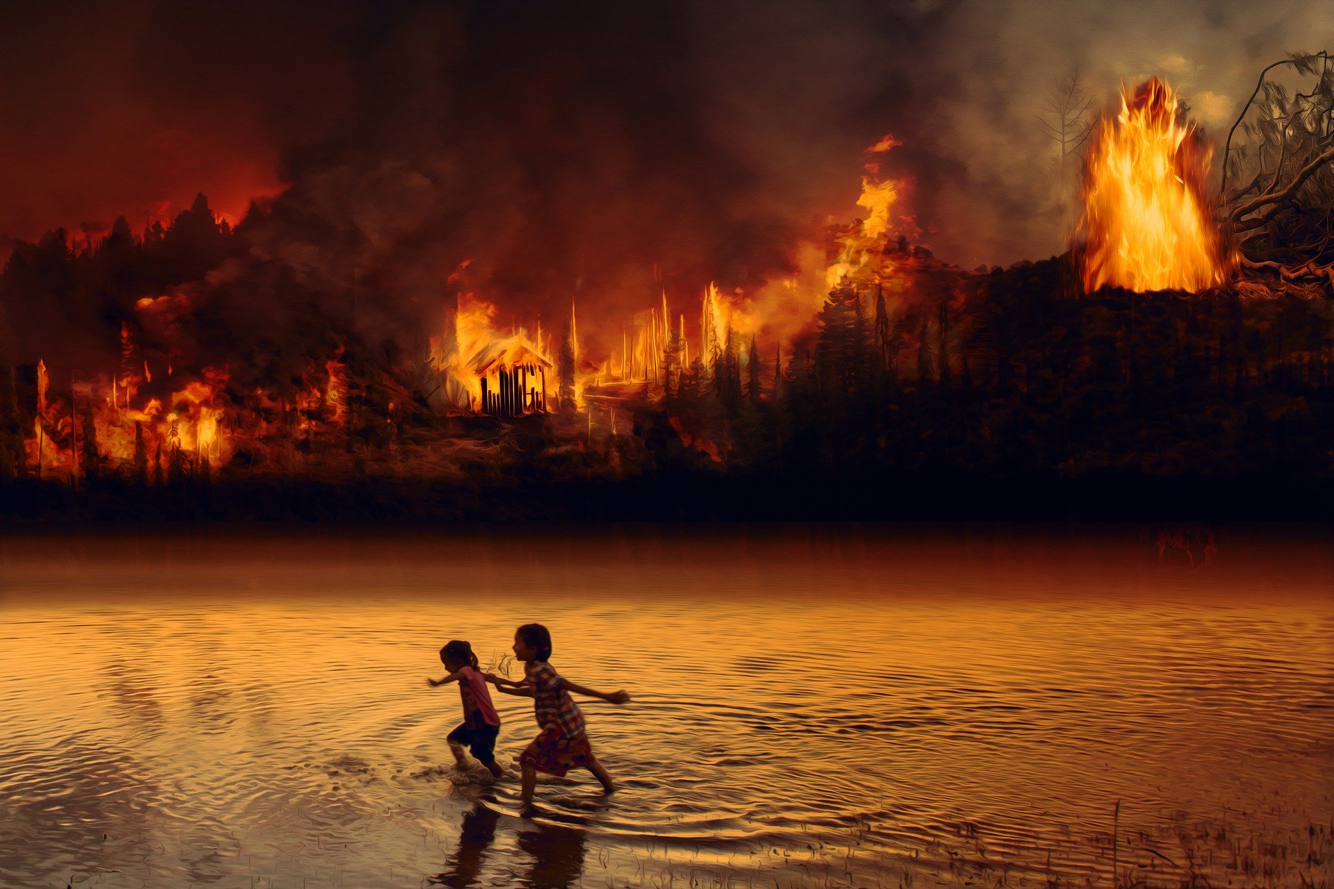 In the Photo: Fire near a forest Lake. Photo Credit: Ria Solpala/PixieBay