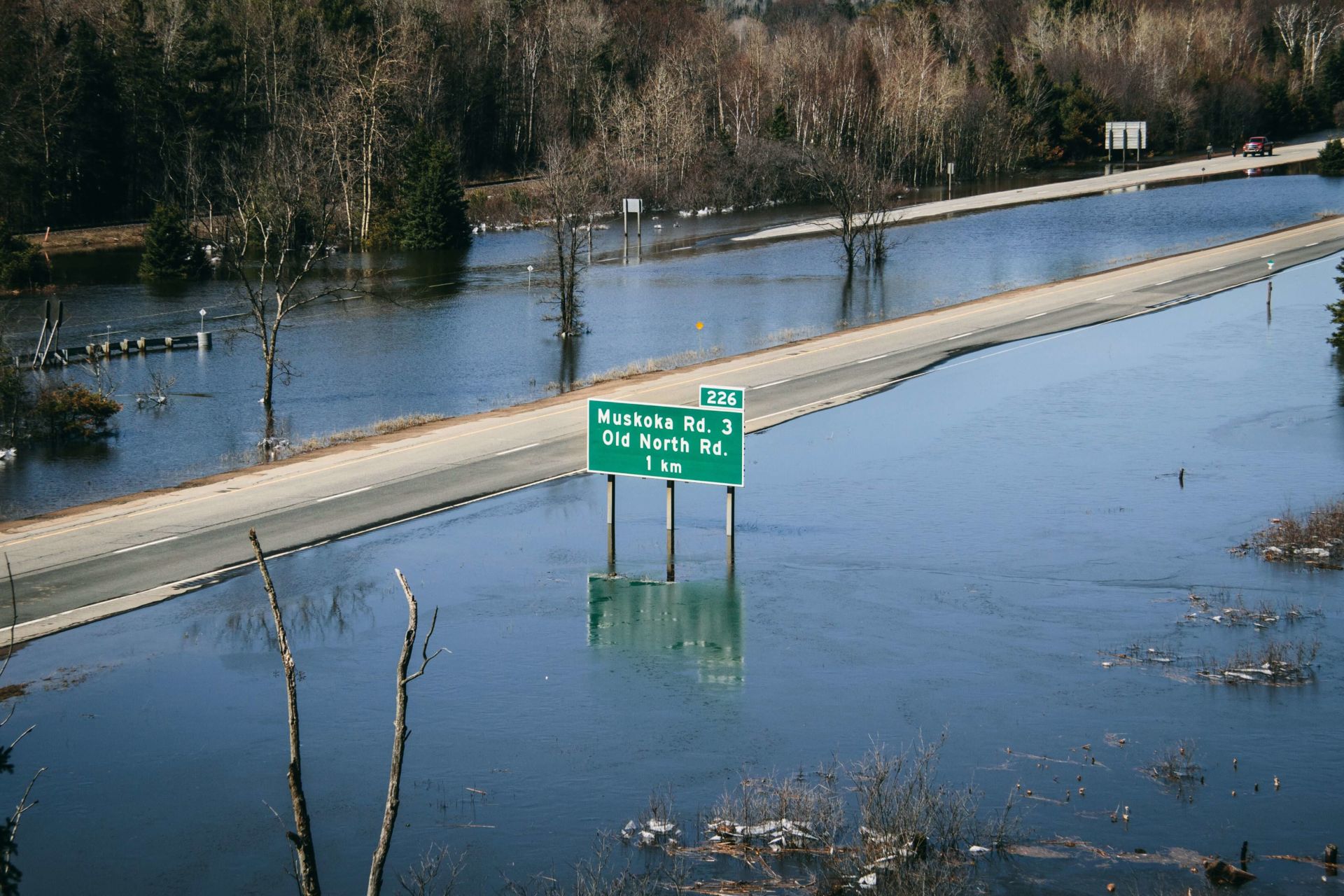 Highway 11 flooding Muskoka Canada