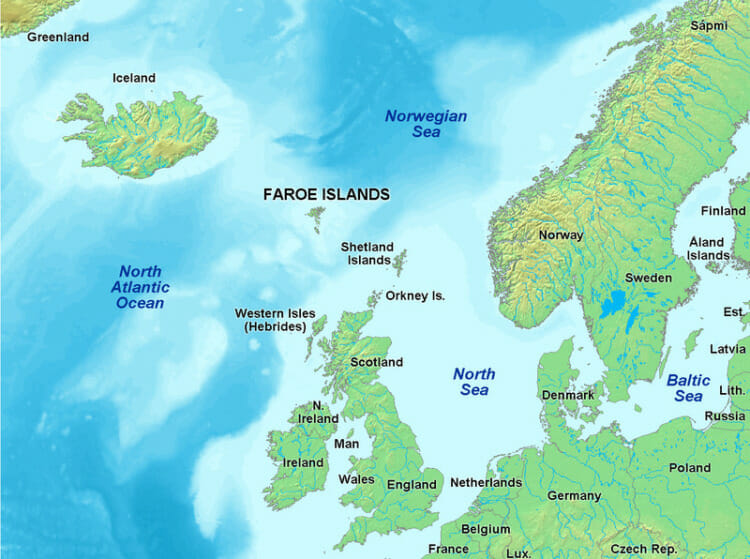 Image showing where Faroe Islands is on the Map