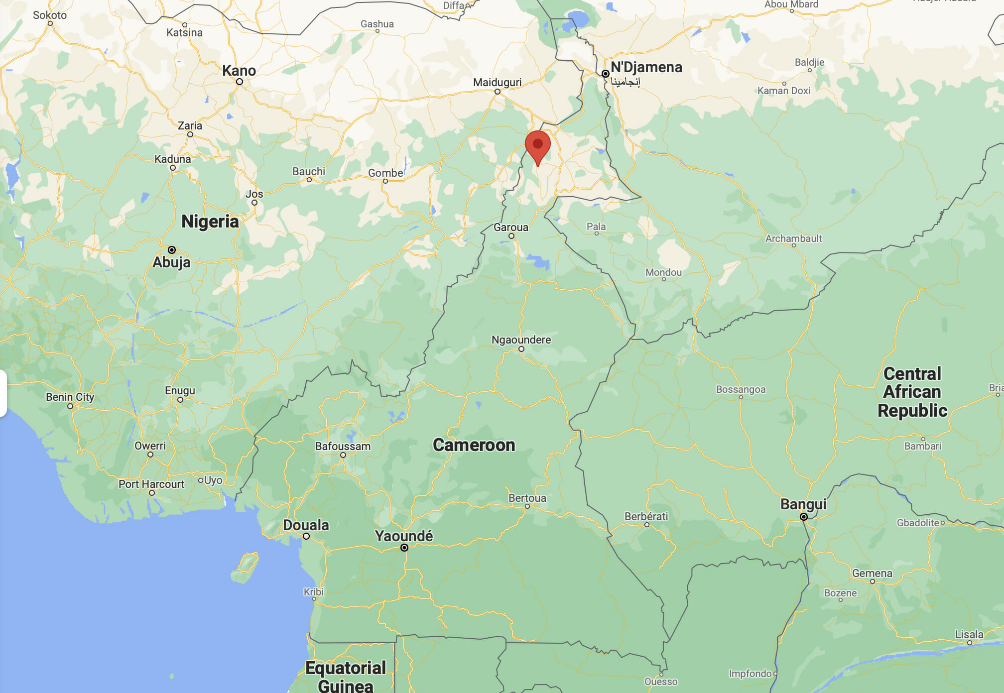 map of Cameroon's refugee camp