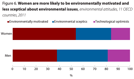 Graph that shows environmental concerns of women and men