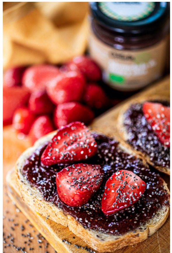 strawberry and chia jam on toast