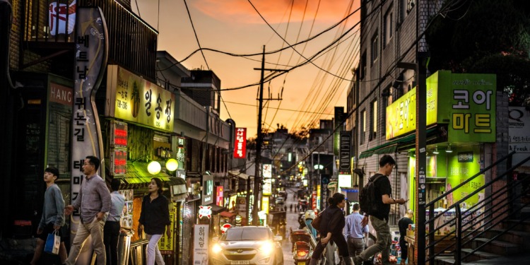 An image of Itaewon, the scene of the lethal crowd crush on Saturday night