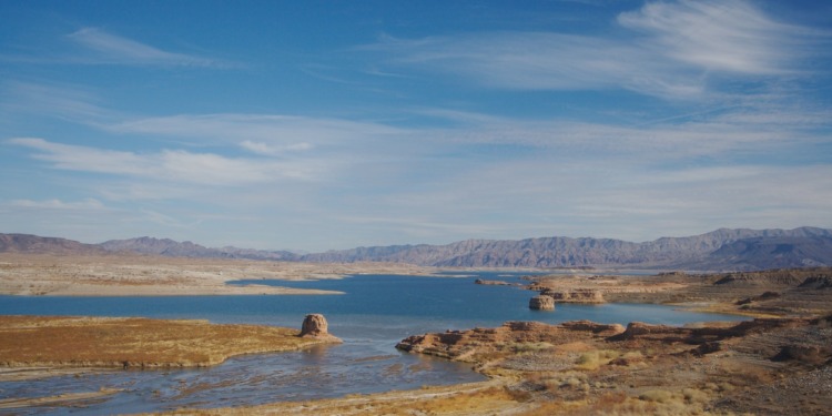 Lake Mead, located in the Colorado River and the source of drinking water for 20 million people, drying up.