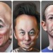 Caricatures of the CEOs of three big tech companies who have laid people off this week