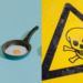 Teflon, one source of forever chemicals in the EU, next to the international sign for poison