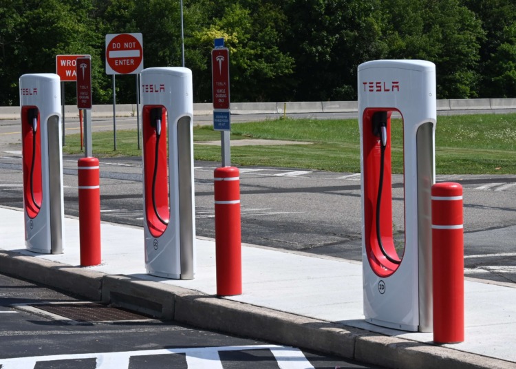 Tesla electric vehicle charging station