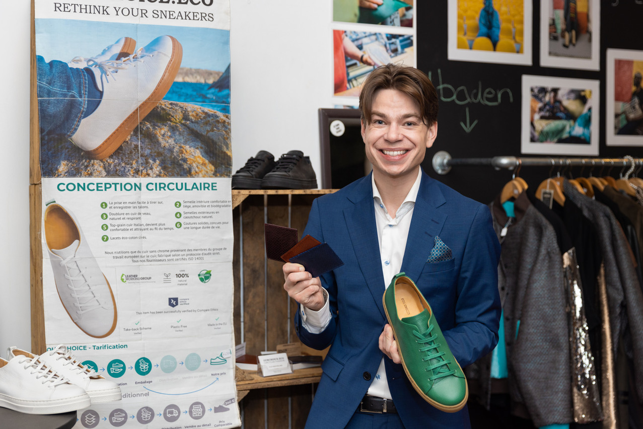 Filip Westerlund with sustainable shoes