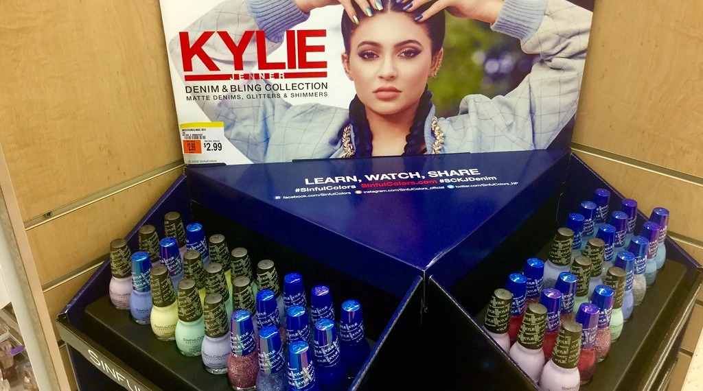 Kylie Cosmetics displayed in a shop.