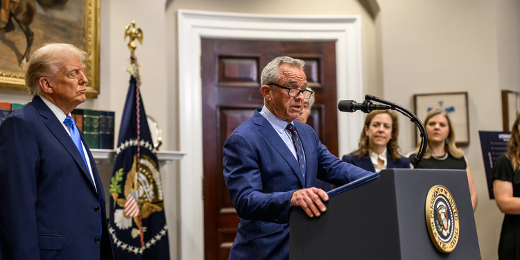 HHS Secretary Robert F. Kennedy, Jr. gives remarks after President Donald Trump made an announcement on medical and scientific findings regarding autism in America’s children, September 22, 2025. Cover Photo Credit: White House / Molly Riley.