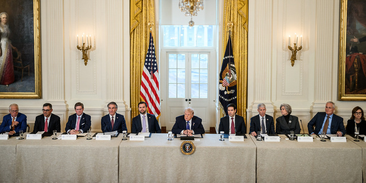 President Donald Trump attends a roundtable with energy officials and executives from the oil industry in the East Room of the White House, Friday, January 9, 2026. Photo Credit: White House / Molly Riley