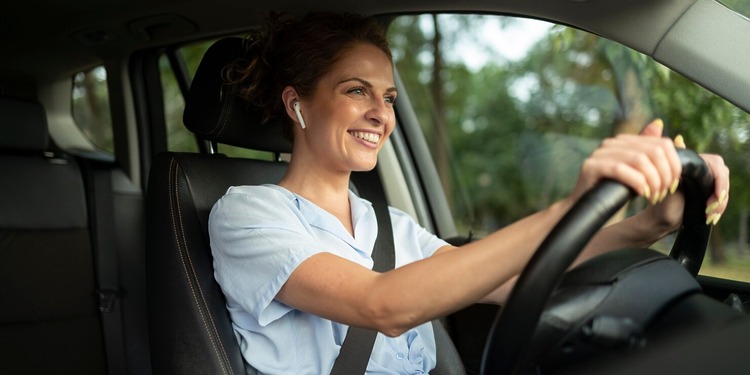 Woman driving her car