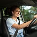 Woman driving her car