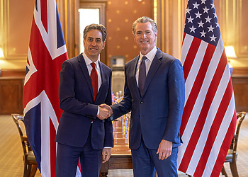 ESG News regarding Trump criticizing Newsom over UK green energy agreement, new analysis questioning the climate benefits of AI, EU greenlighting €1.04 billion Danish programme to reduce farm emissions and restore wetlands, and Santos winning court case over alleged misleading net-zero claims.