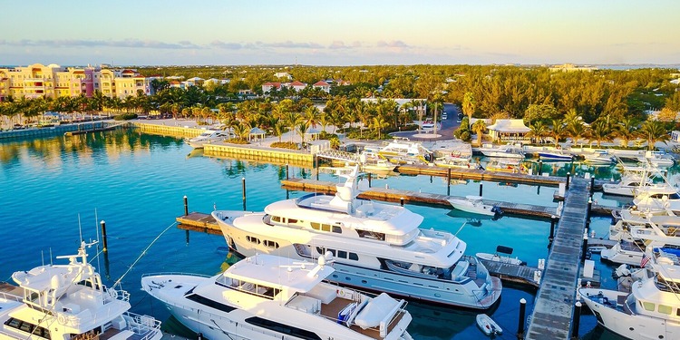 View of the marina in Turks and Caicos marina where the Boat Loan industry is currently thriving thanks to tech platforms.