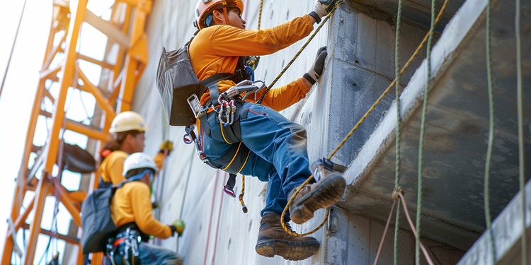 Construction workers on a site elevation hazard