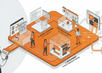 An illustration that shows Custom Software Development process.