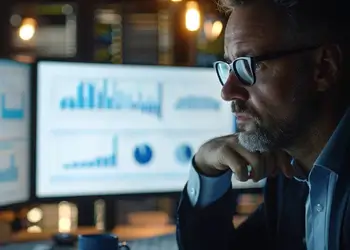 Marketing manager in front of his screen