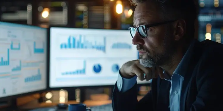 Marketing manager in front of his screen