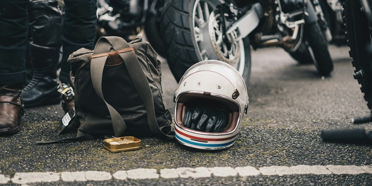Helmet on the pavement after a motorcycle accident