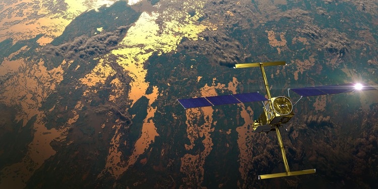 A photo of a data centre in space