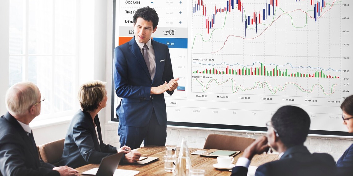A Successful Investors giving a presentation of his trade.