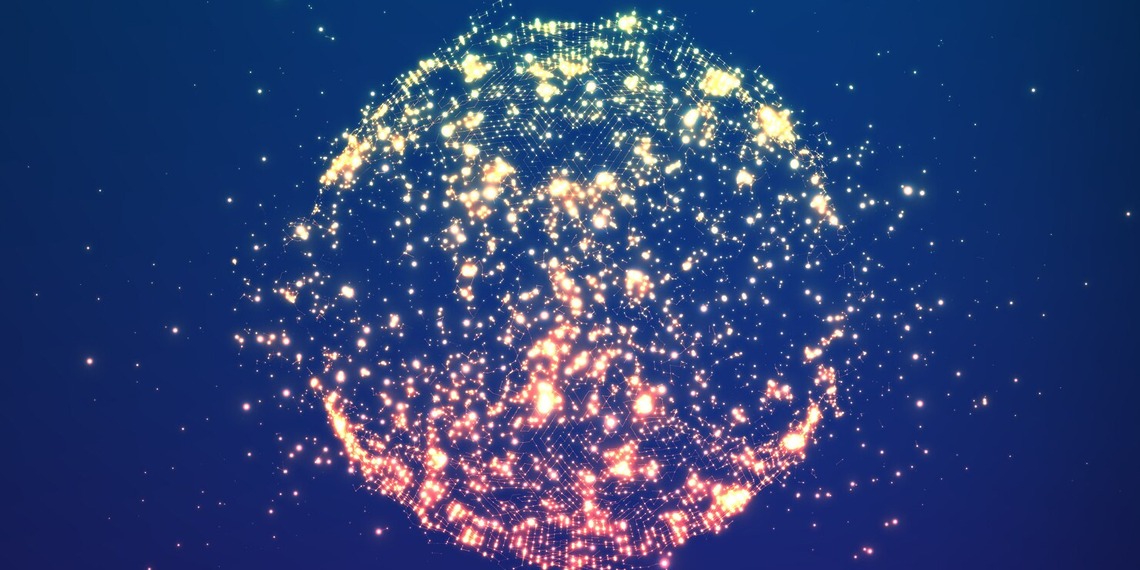 Abstract drawing of the world using block that move outwards in space.