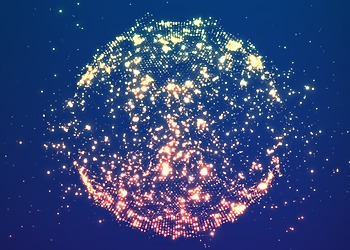 Abstract drawing of the world using block that move outwards in space.