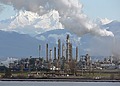 Japan steel factory steam emissions affected by energy shortages and Middle East oil supply disruption