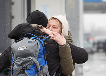 People fleeing the military offensive in Ukraine