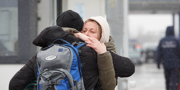People fleeing the military offensive in Ukraine