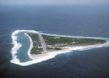 Aerial view of Minamitorishima Island.