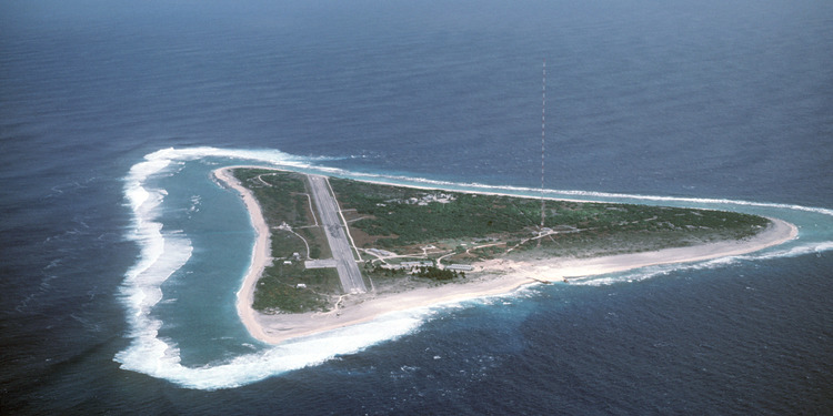 Aerial view of Minamitorishima Island.