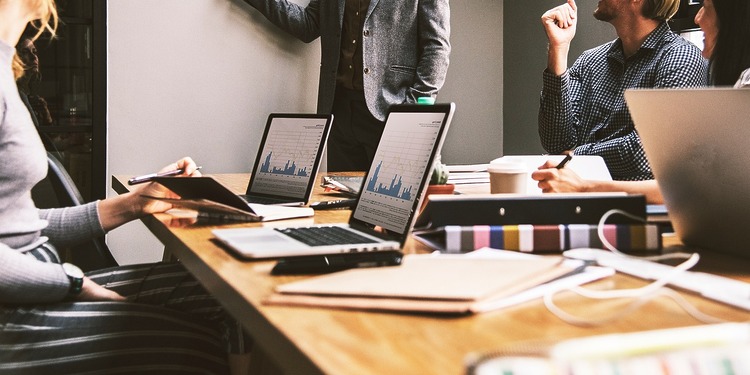 A meeting in an office