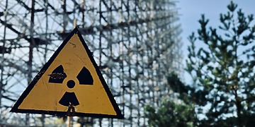 Nuclear warning signs in Pripyat, Ukraine