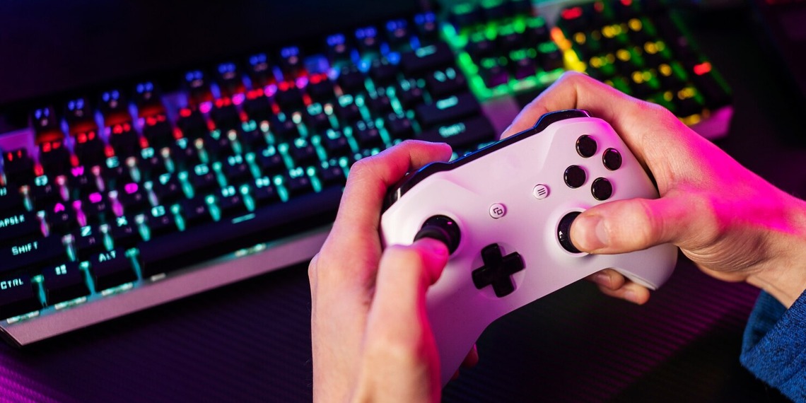 a gamer testing the video game he built