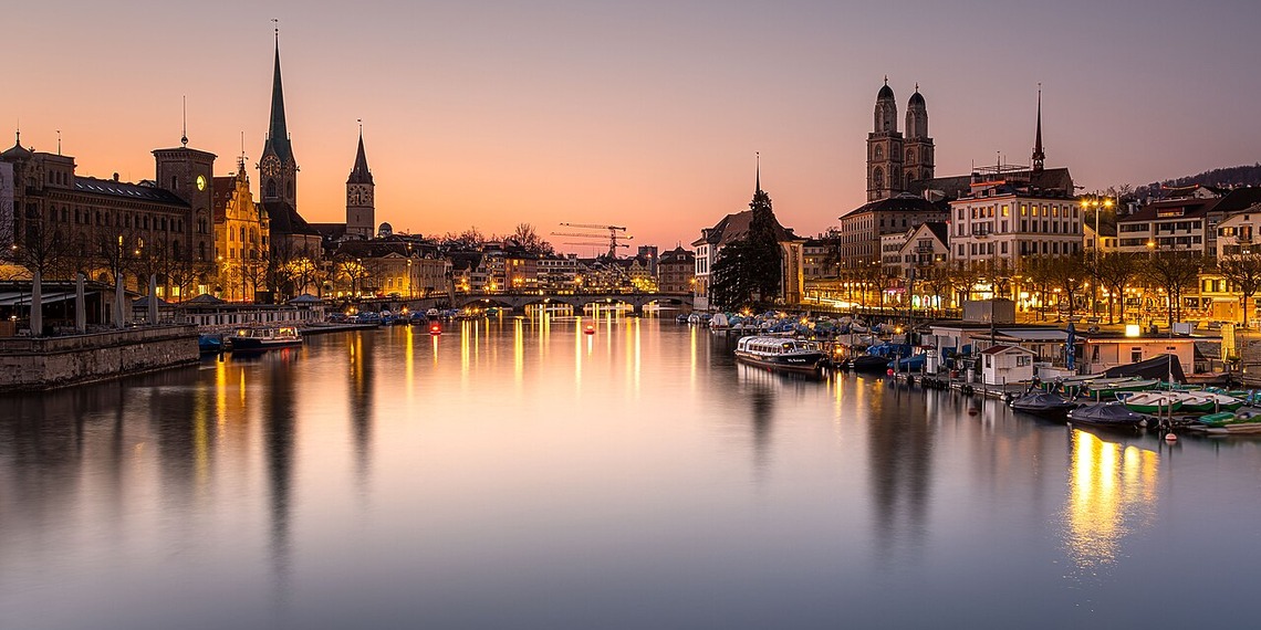 Switzerland Crypto License - Zurich after sunset