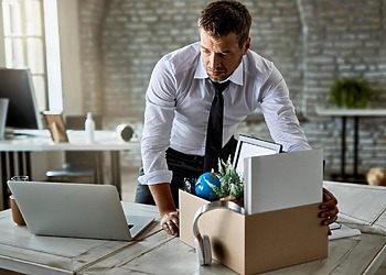 a male, at his office, after receiving wrongful termination