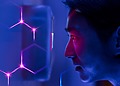 Man looking into AI machine