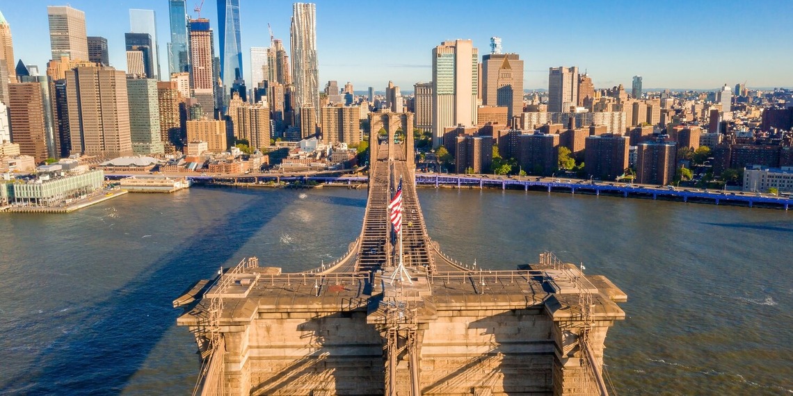 The Brooklyn bridge from above.