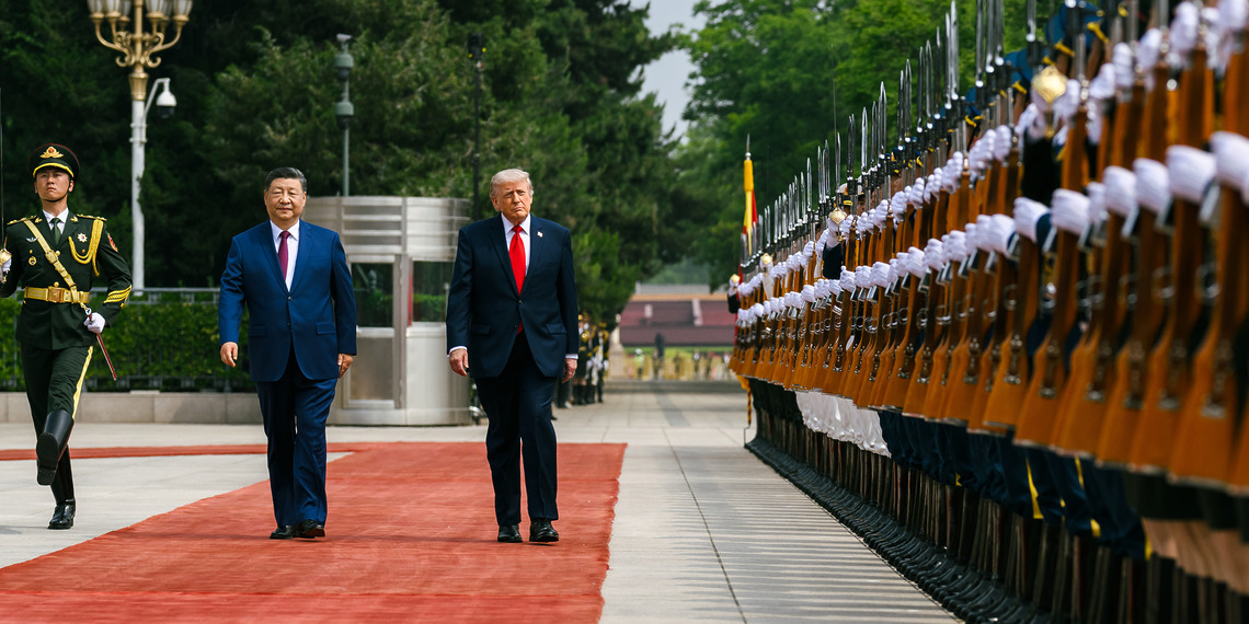 U.S. President Donald J. Trump participates in a welcome ceremony with President Xi Jinping of the People’s Republic of China at the Great Hall of the People in Beijing, China.