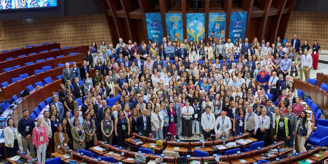 Family photo at the First European Forum on Environmental Human Rights Defenders.