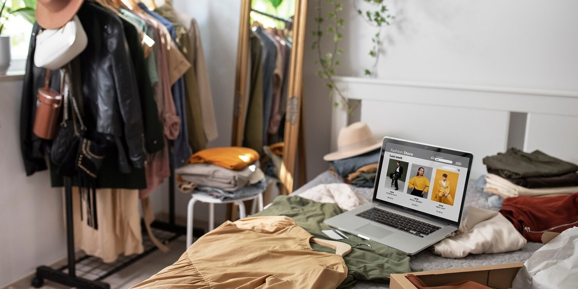Clothing products arranged for an ecommerce business, illustrating inventory management and scalable online retail operations.