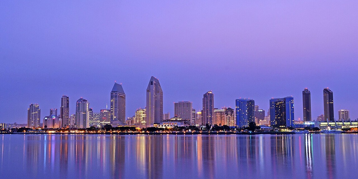 San Diego skyline at dawn, highlighting one of California's leading centers for entrepreneurship, innovation, and business growth.