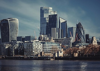 Tall buildings comrpise the London business district skyline