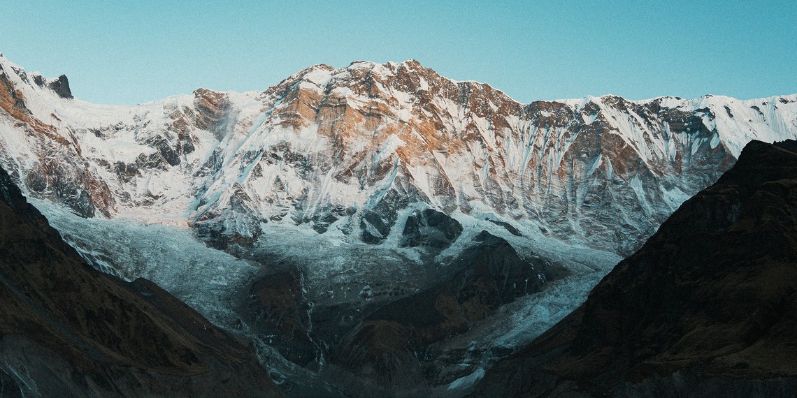 A picture of a snow-capped mountain in the Himalayas.