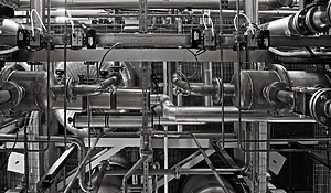 A picture of industrial pipes. 