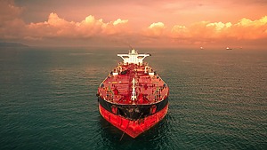 A large crude oil tanker at sea. 