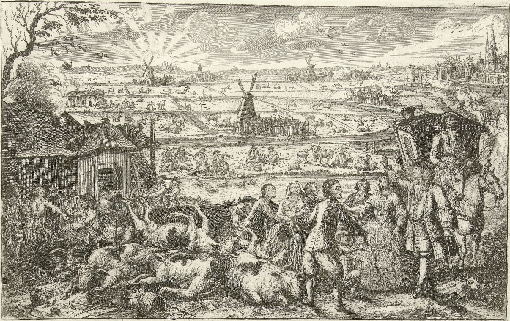 Painting depicting Rinderpest in the Netherlands in the 18th century