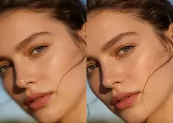 AI photo editing comparison illustrating enhancement of a blurry image